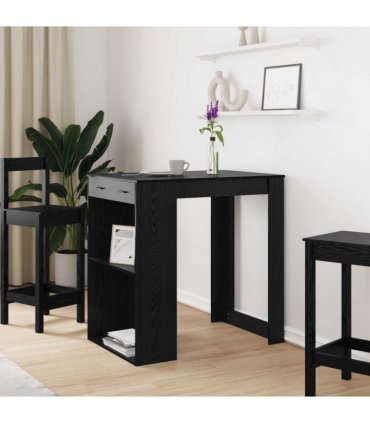 vidaXL Bar Table Black Oak 102 x 70 x 103.5 cm Engineered Wood