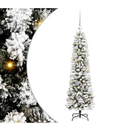 vidaXL Artificial Christmas Tree with 150 LEDs with Stand White 120 cm — Model: with LEDs &silver balls