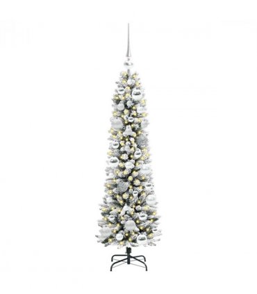 vidaXL Artificial Christmas Tree with 150 LEDs with Stand White 120 cm — Model: with LEDs &silver balls