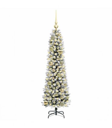 vidaXL Artificial Christmas Tree with 150 LEDs with Stand White 120 cm — Model: with LEDs &gold balls