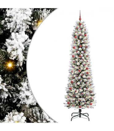 vidaXL Artificial Christmas Tree with 300 LEDs with Stand White 240 cm — Model: with LEDs &red balls