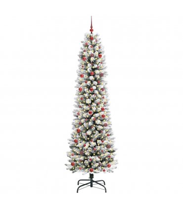 vidaXL Artificial Christmas Tree with 300 LEDs with Stand White 240 cm — Model: with LEDs &red balls