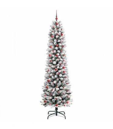 vidaXL Artificial Christmas Tree with 300 LEDs with Stand White 240 cm — Model: with LEDs &red balls
