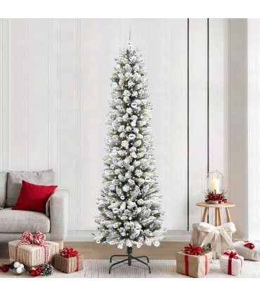 vidaXL Artificial Christmas Tree with 300 LEDs with Stand White 240 cm — Model: with LEDs &silver balls