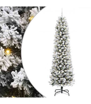 vidaXL Artificial Christmas Tree with 300 LEDs with Stand White 240 cm — Model: with LEDs &silver balls