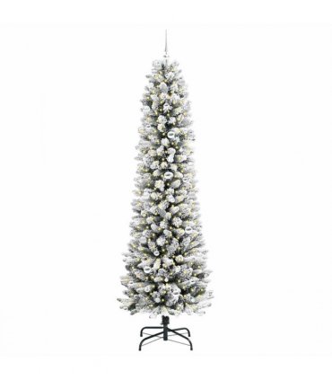 vidaXL Artificial Christmas Tree with 300 LEDs with Stand White 240 cm — Model: with LEDs &silver balls