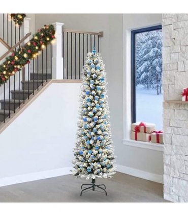 vidaXL Artificial Christmas Tree with 300 LEDs with Stand White 240 cm — Model: with LEDs &blue balls