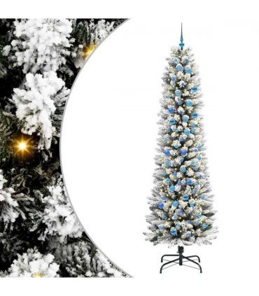 vidaXL Artificial Christmas Tree with 300 LEDs with Stand White 240 cm — Model: with LEDs &blue balls