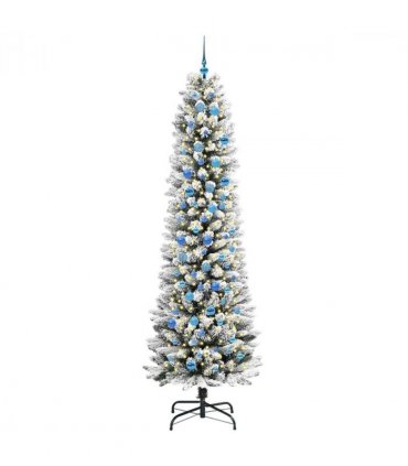 vidaXL Artificial Christmas Tree with 300 LEDs with Stand White 240 cm — Model: with LEDs &blue balls