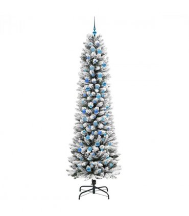 vidaXL Artificial Christmas Tree with 300 LEDs with Stand White 240 cm — Model: with LEDs &blue balls