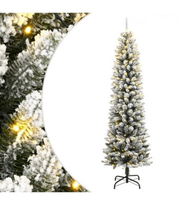 vidaXL Artificial Christmas Tree 300 LEDs and Flocked Snow 240 cm — Model: with leds — V0671990926