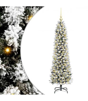 vidaXL Artificial Christmas Tree with 150 LEDs with Stand White 150 cm — Model: with LEDs &gold balls