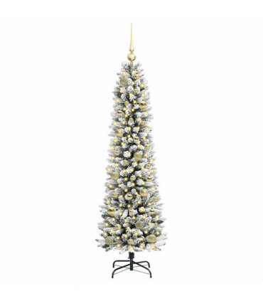 vidaXL Artificial Christmas Tree with 150 LEDs with Stand White 150 cm — Model: with LEDs &gold balls