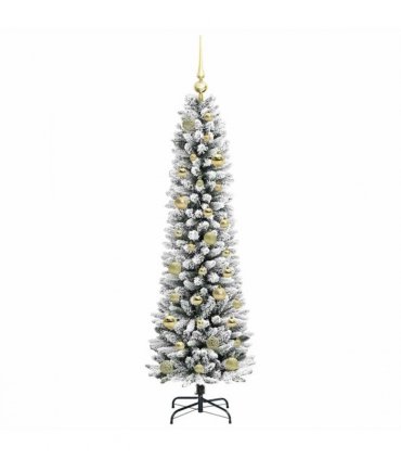 vidaXL Artificial Christmas Tree with 150 LEDs with Stand White 150 cm — Model: with LEDs &gold balls
