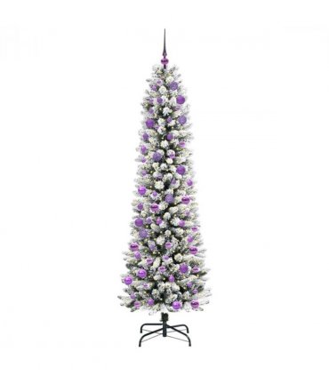 vidaXL Artificial Christmas Tree with 300 LEDs with Stand White 240 cm — Model: with LEDs &lilac balls