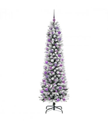 vidaXL Artificial Christmas Tree with 300 LEDs with Stand White 240 cm — Model: with LEDs &lilac balls