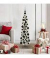 vidaXL Artificial Christmas Tree with 150 LEDs with Stand White 120 cm — Model: with LEDs &black balls