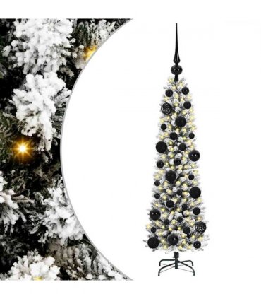 vidaXL Artificial Christmas Tree with 150 LEDs with Stand White 120 cm — Model: with LEDs &black balls