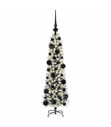 vidaXL Artificial Christmas Tree with 150 LEDs with Stand White 120 cm — Model: with LEDs &black balls