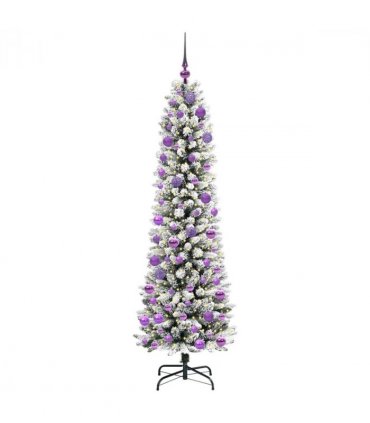 vidaXL Artificial Christmas Tree with 300 LEDs with Stand White 180 cm — Model: with LEDs &lilac balls