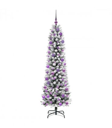 vidaXL Artificial Christmas Tree with 300 LEDs with Stand White 180 cm — Model: with LEDs &lilac balls