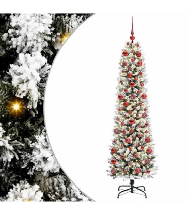 vidaXL Artificial Christmas Tree with 300 LEDs with Stand White 180 cm — Model: with LEDs &red balls