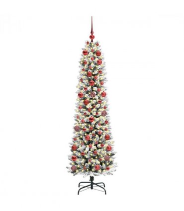 vidaXL Artificial Christmas Tree with 300 LEDs with Stand White 180 cm — Model: with LEDs &red balls
