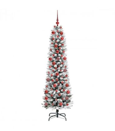 vidaXL Artificial Christmas Tree with 300 LEDs with Stand White 180 cm — Model: with LEDs &red balls