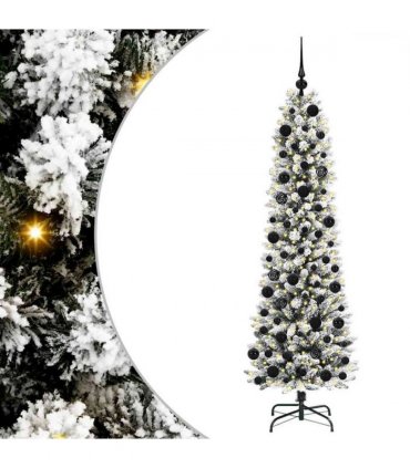 vidaXL Artificial Christmas Tree with 300 LEDs with Stand White 180 cm — Model: with LEDs &black balls