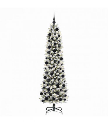 vidaXL Artificial Christmas Tree with 300 LEDs with Stand White 180 cm — Model: with LEDs &black balls