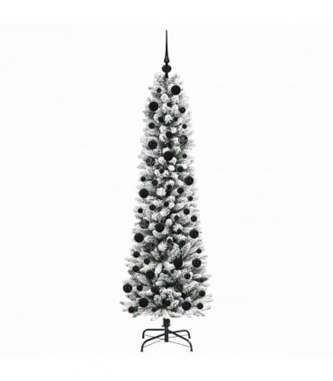 vidaXL Artificial Christmas Tree with 300 LEDs with Stand White 180 cm — Model: with LEDs &black balls