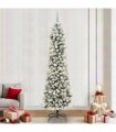 vidaXL Artificial Christmas Tree with 300 LEDs with Stand White 240 cm — Model: with LEDs&white/grey balls