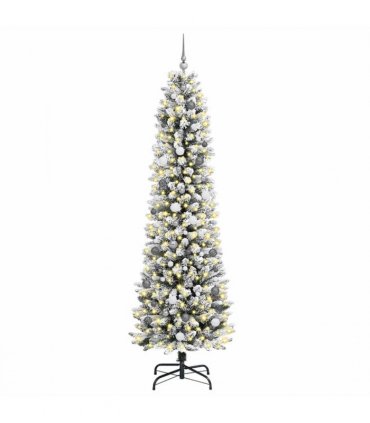 vidaXL Artificial Christmas Tree with 300 LEDs with Stand White 240 cm — Model: with LEDs&white/grey balls