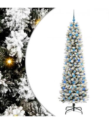 vidaXL Artificial Christmas Tree with 300 LEDs with Stand White 210 cm — Model: with LEDs &blue balls