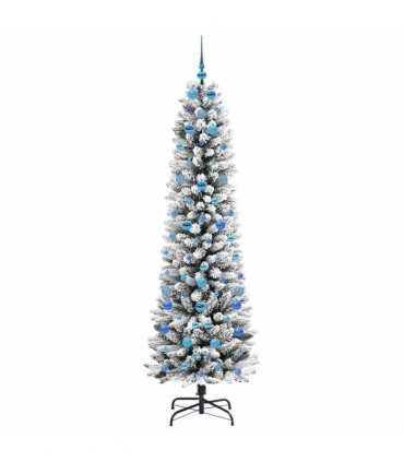 vidaXL Artificial Christmas Tree with 300 LEDs with Stand White 210 cm — Model: with LEDs &blue balls