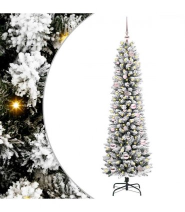 vidaXL Artificial Christmas Tree with 150 LEDs with Stand White 150 cm — Model: with LEDs &pink balls