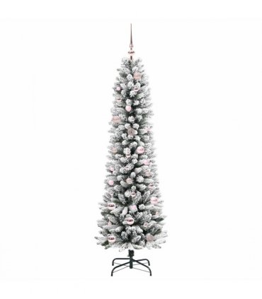 vidaXL Artificial Christmas Tree with 150 LEDs with Stand White 150 cm — Model: with LEDs &pink balls