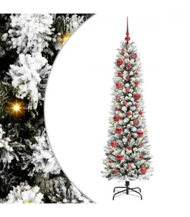 vidaXL Artificial Christmas Tree with 150 LEDs with Stand White 150 cm — Model: with LEDs &red balls