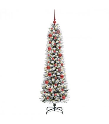 vidaXL Artificial Christmas Tree with 150 LEDs with Stand White 150 cm — Model: with LEDs &red balls