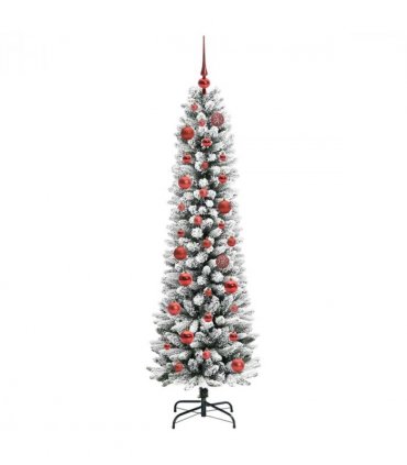 vidaXL Artificial Christmas Tree with 150 LEDs with Stand White 150 cm — Model: with LEDs &red balls