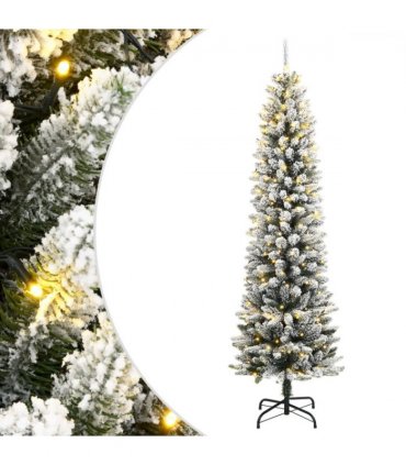 vidaXL Artificial Christmas Tree 150 LEDs and Flocked Snow 150 cm — Model: with leds — V0671990945