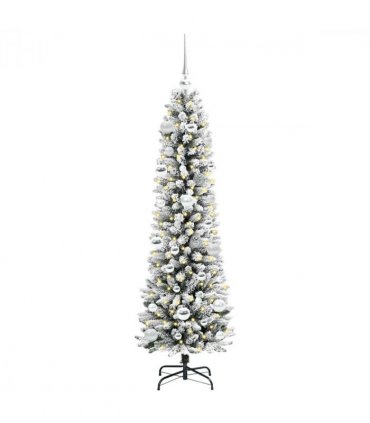 vidaXL Artificial Christmas Tree with 150 LEDs with Stand White 150 cm — Model: with LEDs &silver balls