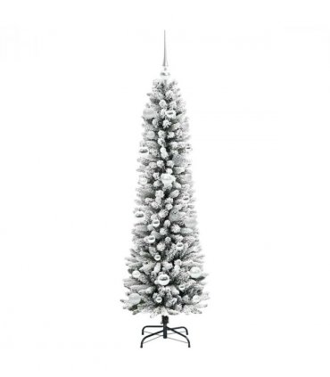 vidaXL Artificial Christmas Tree with 150 LEDs with Stand White 150 cm — Model: with LEDs &silver balls