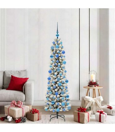vidaXL Artificial Christmas Tree with 300 LEDs with Stand White 180 cm — Model: with LEDs &blue balls