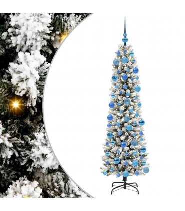 vidaXL Artificial Christmas Tree with 300 LEDs with Stand White 180 cm — Model: with LEDs &blue balls