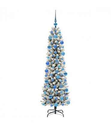 vidaXL Artificial Christmas Tree with 300 LEDs with Stand White 180 cm — Model: with LEDs &blue balls