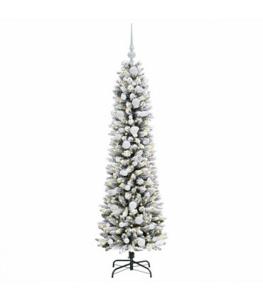 vidaXL Artificial Christmas Tree with 150 LEDs with Stand White 150 cm — Model: with LEDs &white balls
