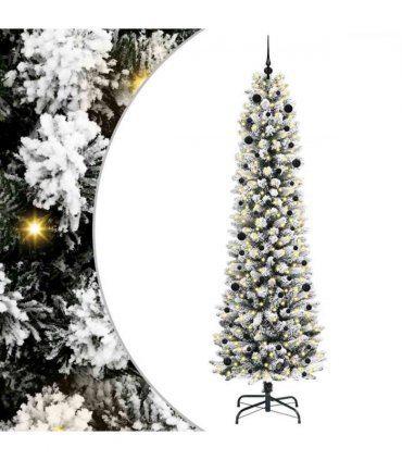 vidaXL Artificial Christmas Tree with 300 LEDs with Stand White 240 cm — Model: with LEDs &black balls