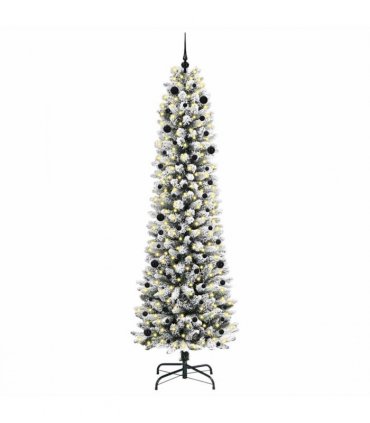 vidaXL Artificial Christmas Tree with 300 LEDs with Stand White 240 cm — Model: with LEDs &black balls