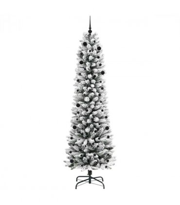vidaXL Artificial Christmas Tree with 300 LEDs with Stand White 240 cm — Model: with LEDs &black balls